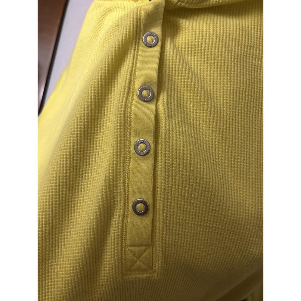 Vintage Lauren Ralph Lauren Active Yellow Waffle Thermal Hoodie Women's M - Picture 9 of 10